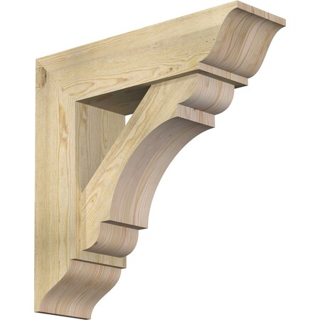 Ekena Millwork Olympic Traditional Rough Sawn Bracket w/ Offset Brace, Douglas Fir, 8"W x 28"D x 28"H BKT0806X28X28OLY01RDF